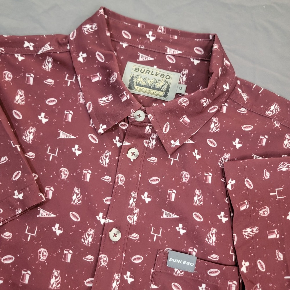 Texas A&M Aggies Burlebo Shirt Mens Medium Button Up All Over Print SS AOP